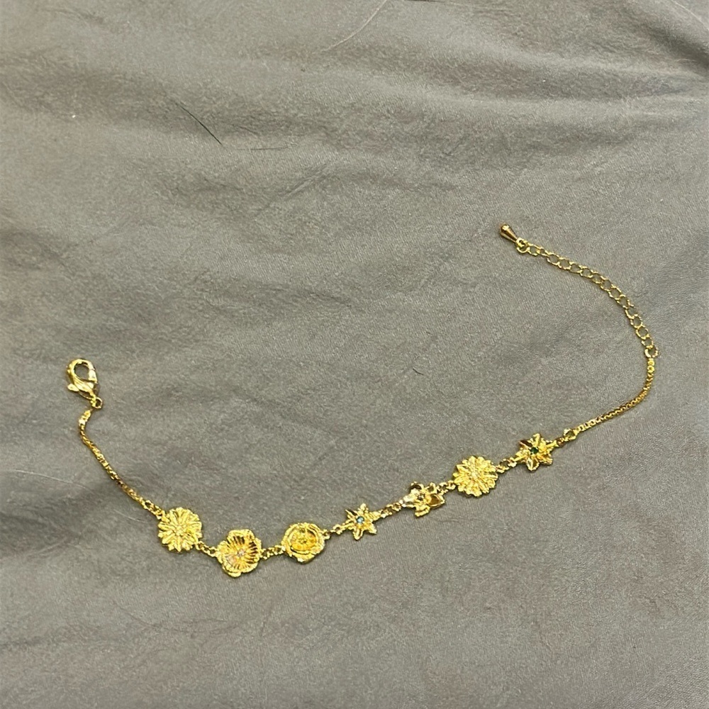 Gold colored Birthstone and birth flower bracelet